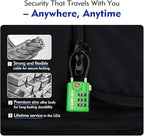 SURE LOCK TSA Approved Combination Luggage Locks with Open Alert Indicator – Durable Zinc Alloy Cable Travel Locks with Large Easy-Read Dials for Suitcases, Backpacks & Gym Bags（Green 4 Pack）
