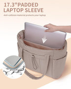 Wandering Nature Puffer Tote Bag with Cup Holder & Laptop Compartment & Trolley Sleeve for Travel, Work, Nurse, Women