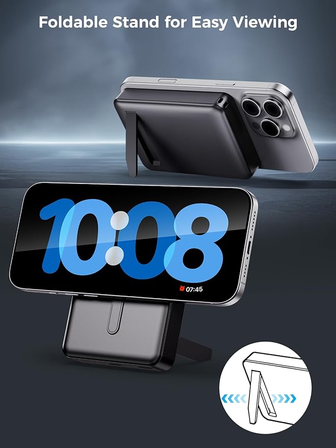 for Magsafe Portable Charger - 10000mah Wireless Magnetic Power Bank with Stand,PD 20W Fast Charging External Battery Pack Travel/Camping Essential Phone Charger for iphone 17/16/15/14/13/12 Series