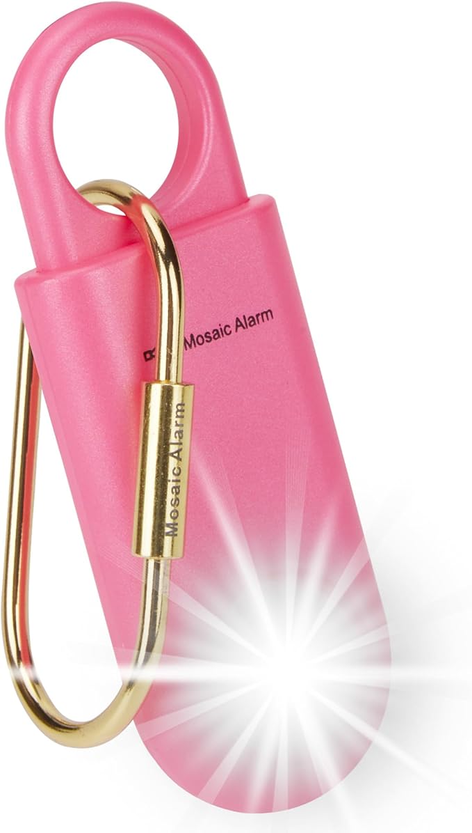 130dB Personal Safety Alarm Ultra Bright Strobe Light Loud Sound Keychain Siren with Carabiner for Women, School Children, Night Runners. Hiking Alarm Bear Deterrent. SOS Emergency Alerts. Hot Pink