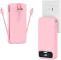 20000mAh Lightweight-Portable-Charger-Power-Bank with Built-in Cables and AC Wall Plug, PD20W USB-C Fast Charging Battery Pack, LED Display External Travel Phone Charger for All iPhone,Samsung,Android