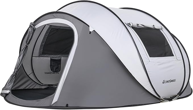 EchoSmile Pop Up Camping Tent, 2/4/6 Person Easy Setup Tent, Water Resistant Dome, Portable with Carry Bag