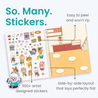 Llama Village 300+ Kids Sticker Book by Cupkin Toddler Airplane Travel Activity Coloring and Sticker Book, Road Trip Essentials, 12 Coloring Pages 12 Scenes for Ages 2–8 Years