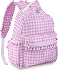 DYSHAYEN Gingham Kids Backpack,15 Inch School Backpack for Girls Boys,Kindergarten Large Bookbag Age 5-8 for Birthday Gifts School Overnight (Purple)
