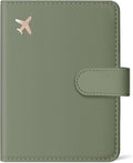 Passport Holder for Travel Essentials, RFID Blocking Leather Cover Wallet with Magnetic Closure, Aesthetic & Cute Passport Book Case for Women and Men - Green