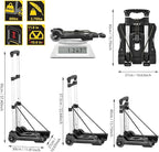 Hivexagon Folding Luggage Cart 88lbs Load Capacity Compact Lightweight and Durable Aluminum Alloy Travel Trolley for Luggage, Personal, Travel, Moving and Office Use