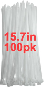 120lb White Zip Ties Heavy Duty 15 Inch 100pcs, Large CLear Cable Tie Actual 15.7 In, Thick Heat Resistant Zipties, Big Wide Wire Ties, Industrial Tie Wraps for Outdoor Use