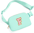 Gitus Belt Bag Fanny Pack Crossbody Bags with Initial Letter Patch Cute Stuff Birthday Gifts for Teenager Girls Trendy Preppy Stuff for Teen Girls Cool Stuff for Teens (Mint Green-F)