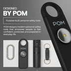 POM Personal Safety Alarm for Women – 130dB Loud Emergency Siren, USB-C Rechargeable with Bright LED Flashlight, Portable Keychain Design for Self Defense, Purse, Backpack & Travel (Black)