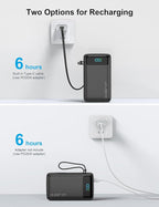 Portable Charger, 27000mAh 22.5W Fast Charging Power Bank with Built-in Cable, USB C Battery Pack with LED Display/Flash Light, Travel Essential External Battery Charger Bank for iPhone Samsung Black