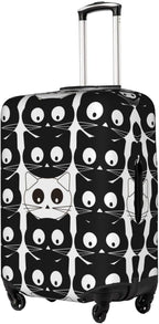 Travel Luggage Cover, Black White Cats Washable Elastic Stretch Anti-scratch Suitcase Sleeve Protector with Concealed Zipper for Wheeled Luggage Fits 25-28 Inch
