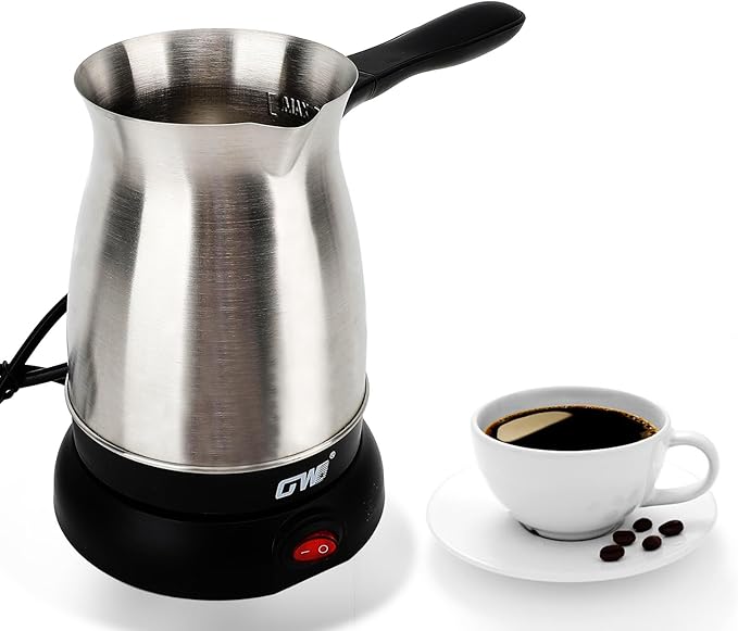 600ML Electric Coffee Maker, 6 Cup Stainless Steel Coffee Pot, portable Anti Slip Coffee Maker Kettle for Brewing Coffee, Milk, Tea