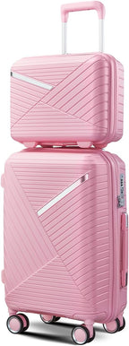 Hard Shell Luggage Sets 4 Piece with 360 Spinner Wheels,Lightweight Suitcase Set with TSA Lock,Travel Luggage Set with Telescoping Handle,Light and Strong,Easy to Clean (Pink 2)