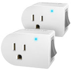 Fosmon Grounded Outlet with ON/Off Switch (2 Pack), 3 Prong Electrical Plug Outlet Extender Switch, 245J Single Port Power Adapter Surge Protector, 15A Circuit Breaker, White, ETL Listed
