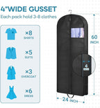 KIMBORA 60" Dress Garment Bags for Hanging Clothes Travel, Gusseted Garment Bags for Closet Storage with Handles for Long Gowns, Coats