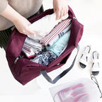Foldable Travel Duffel Bag Tote Carry on Luggage Bag Spirit Airlines Personal item Sports Gym Bag Water Resistant Weekender Overnight Bags for Women and Men (Red)