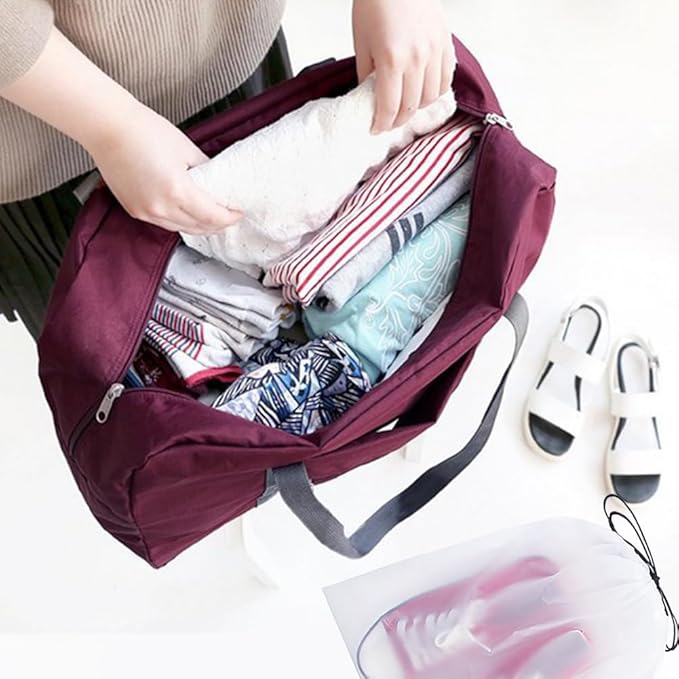 Foldable Travel Duffel Bag Tote Carry on Luggage Bag Spirit Airlines Personal item Sports Gym Bag Water Resistant Weekender Overnight Bags for Women and Men (Red)