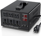 1000W Voltage Converter Transformer Step Up 110V/120V to220V/240V or Step Down 220V to 110V AC Power Converte, Circuit Breaker Protection, 2 US sockets, 2 Universal sockets, LCD Display