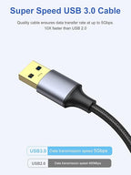 USB 3.0 Cable 1FT 2-Pack, Short USB A Male to Male Cord Double Sided Cable Compatible with Hard Drive, Laptop Cooler, DVD Player and More