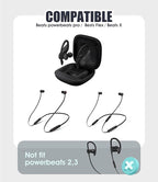 8 Pairs Ear Tips for Beats Powerbeats Pro/Beats Flex/Beats X with Cleaning Kit, Soft Silicone Fit in Case Replacement Tips for Beats Powerbeats Pro/Beats Flex/urBeats - Black