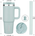 BJPKPK 30 oz Tumbler With Handle Insulated Tumblers With Lid And Straw Stainless Steel Thermal Cup,Blue Haze