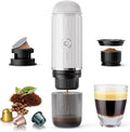 Portable Electric Espresso Coffee Maker for Ground Coffee & NS Capsule Espresso Machine Fast Self-Heating Technology‌ with USB-C Perfect for RV, Hiking, Camping, Office & On-the-Go Lifestyles, White