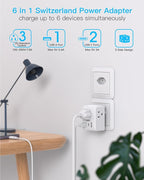 2 Pack Switzerland Travel Plug Adapter, Swiss Outlet Adapter with 3 Outlets 3 USB Charging Ports(2 USB C), Type J Power Adapter, Travel Essentials US to Switzerland, Rwanda, Liechtenstein