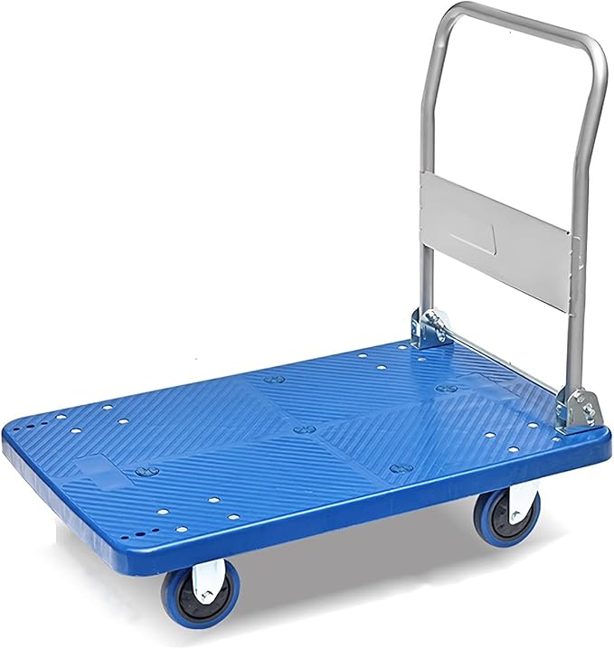 Heavy Duty Foldable Hand Trolley Cart with Quiet Wheels Flatbed Hand Truck for Moving High Weight Capacity Platform Cart for Factories and Shops Portable and