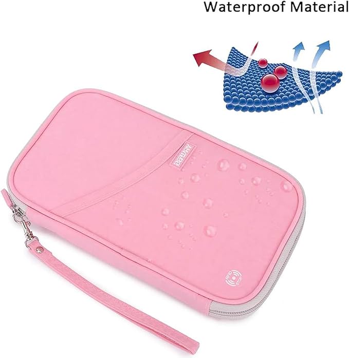 defway Passport Holder Travel Wallet - Family Passport Holder of 4, RFID Blocking Passport Wallet for Men Women, Travel Essentials for Flying (Pink)