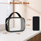 Wedama TSA Approved Toiletry Bag, 2 Pack Clear Makeup Bags with Handles, Quart Size Clear Toiletry Bags, PVC Cosmetic Bags for Women and Men, Carry on Airport Airline Compliant Bag, Black
