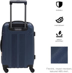 Kenneth Cole REACTION Out of Bounds Lightweight Hardshell 4-Wheel Spinner Luggage, Naval, 20-Inch Carry On