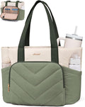 LOVEVOOK Puffer Tote Bag for Women, V-Quilted Puffy Teacher Tote Nurse Bag, Large Shoulder Laptop Purse for Work Travel Gym