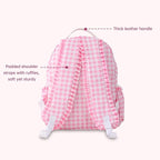 DYSHAYEN Gingham Kids Backpack,15 Inch School Backpack for Girls Boys,Kindergarten Large Bookbag Age 5-8 for Birthday Gifts School Overnight (Pink)