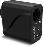 RoyPow AC to DC Converter, 110V/120V to12V Converter, 36W USB C Charger with Car Cigarette Lighter Socket, 3-Ports Wall Charger 18W PD3.0 Travel Plug 110V/120V to 12V/3A Power Adapter for iPhone, iPad