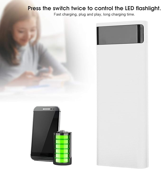 Power Bank Kit,Lightweight 8 x Battery Storage Box Power Bank Kit DIY Portable Power Bank Jacking Accessory(White)