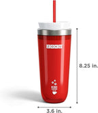Zoku Instant Iced Coffee Maker, Reusable Beverage Chiller Cools Hot Beverages in Minutes Without Dilution, Portable 11-ounce Tumbler With Spill-resistant Lid and Straw, Red