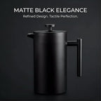 YJX 34oz Coffee Maker, Stainless Steel French Press, 1 Liter Camping Coffee Pot, Tea Maker, 34 Ounce Travel Coffee Presses, Heat Resistant Double Insulated (Black)