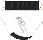 PATIKIL Foot Hammock Under Desk, Adjustable Foot Rest Sling with Hooks Portable Desk Footrest for Airplane Travel Home Office, Black Style 1