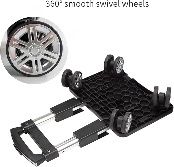 Backpack Trolley Wheeled Cart-Backpack Hand Truck with Luggage Strap,Aluminium Alloy Folding Trolley Cart for Bags Backpack Travel Luggage Cart