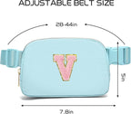 Gitus Gifts for 7 8 9 10 11 Year Old Girls Belt Bag Fanny Pack Crossbody Bags with Initial Letter Patch Birthday Gifts for Daughter Sister Friends Teen girls (Icing Blue-V)