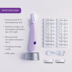 Michael Todd Beauty Sonicsmooth Pro+ Dermaplane Razor for Women Face + Eyebrow Trimmer Dermaplaning System w/LED Light Peach Fuzz Remover -16 Dermaplaning Blades & 2 Microsmooth Exfoliation Tips
