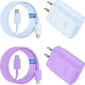 USB C Android Charger Fast Charging Cord, Super Fast Phone Chargers 6.6FT C to C Type Cable with 25W USBC Wall Block for Samsung Galaxy S26 S25 S24 Ultra Plus/S23/S22/S21/S20/Note 20/10, Purple+Blue
