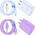 USB C Android Charger Fast Charging Cord, Super Fast Phone Chargers 6.6FT C to C Type Cable with 25W USBC Wall Block for Samsung Galaxy S26 S25 S24 Ultra Plus/S23/S22/S21/S20/Note 20/10, Purple+Blue