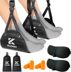 Foot Hammock for Plane or Travel Pillow - Airplane Foot Hammock and Plane Foot Rest - Ultimate Travel Accessories with Sleep Mask and Ear Plugs (Couples/Long Haul Kit (2 Hammocks + Mask + Plugs))