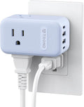 TROND Outlet Extender with 360 Rotating Plug, 3 Way Plug Splitter with PD 20W USB C Adapter, Multi Wall Adapter, Colorful Outlet Extension for Home Decoration, Travel Cruise Essentials