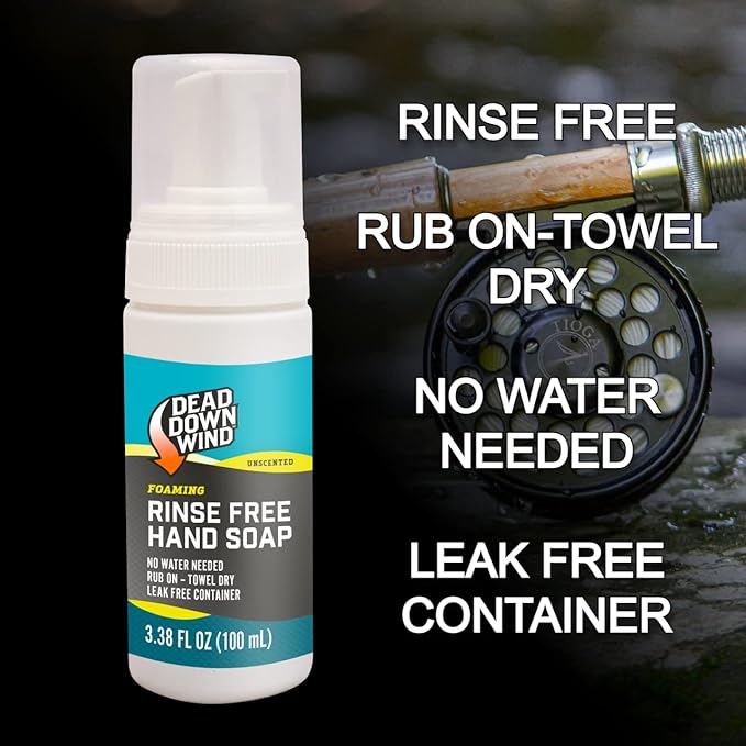 DEAD DOWN WIND Scent Eliminating Rinse-Free Pump Hand Soap for Fishing - 3.38 FL OZ