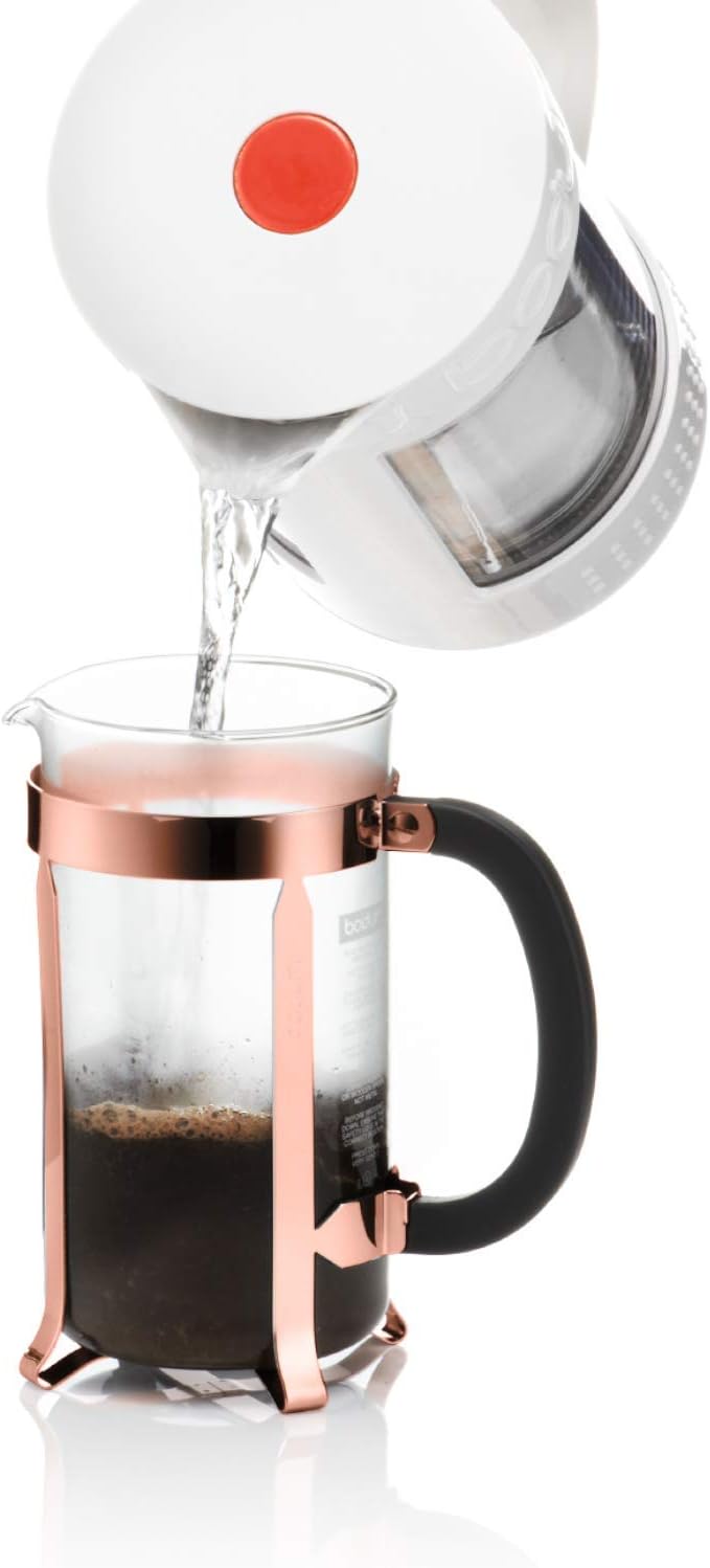 Bodum 34oz Chambord French Press Coffee Maker, High-Heat Borosilicate Glass, Stainless Steel, Copper – Made in Portugal