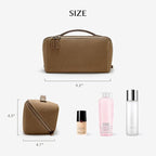 EACHY Travel Makeup Bag, Large Capacity Cosmetic Bag for Women, Waterproof PU Leather, Flat Open Portable Toiletry Bag for Skincare, Brushes & Travel Essentials