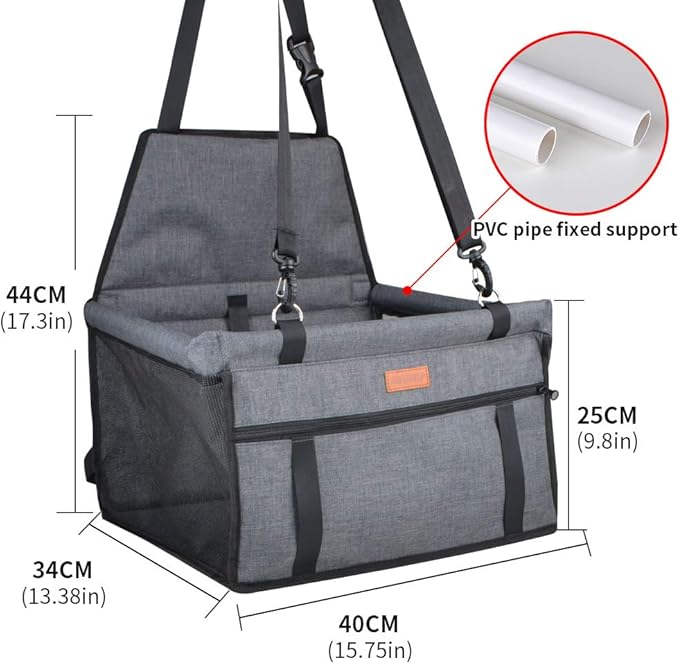 Dog Car Seat Puppy Portable Pet Booster Car Seat with Clip-On Safety Leash and PVC Fram, Anti-Collapse,Perfect for Small Pets