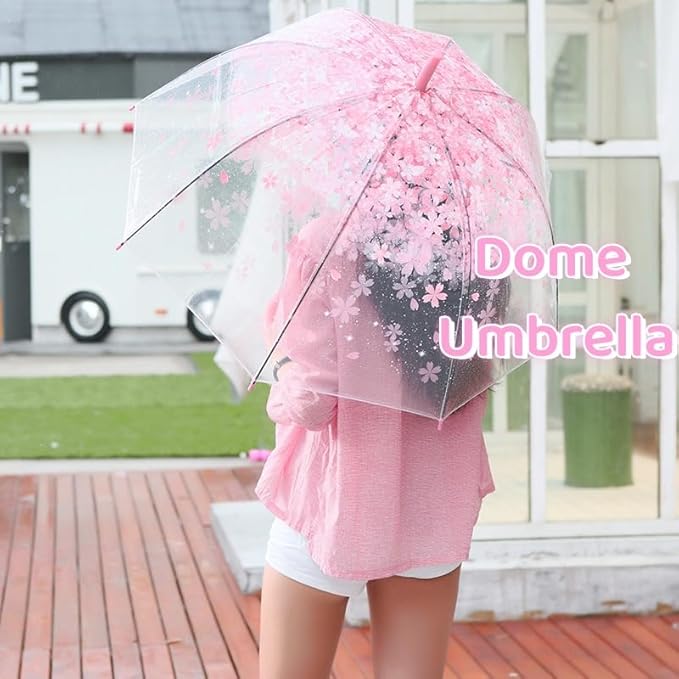 Clear Bubble Umbrella - Automatic Opening Clear Dome Umbrella with the Stylish J-Shaped Handle for Men and Women, Wedding, Outings and Large Group Gatherings, Graduations, Proms, or Daily City Walks
